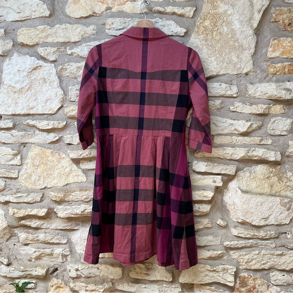 BURBERRY NOVA CHECK PLAID DRESS 3/4 SLEEVE L - Picture 2 of 7